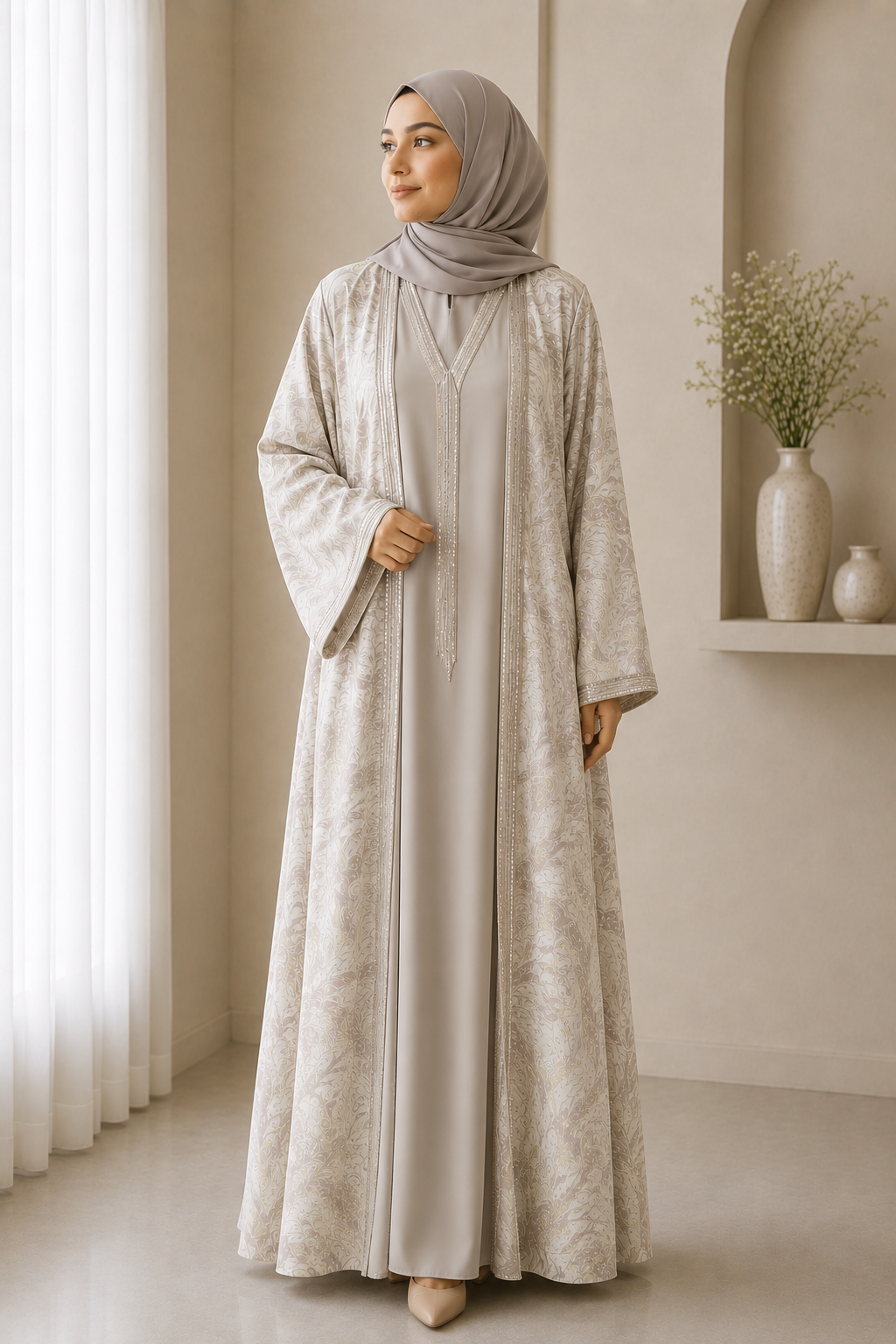 beige-shimmer-gown-set