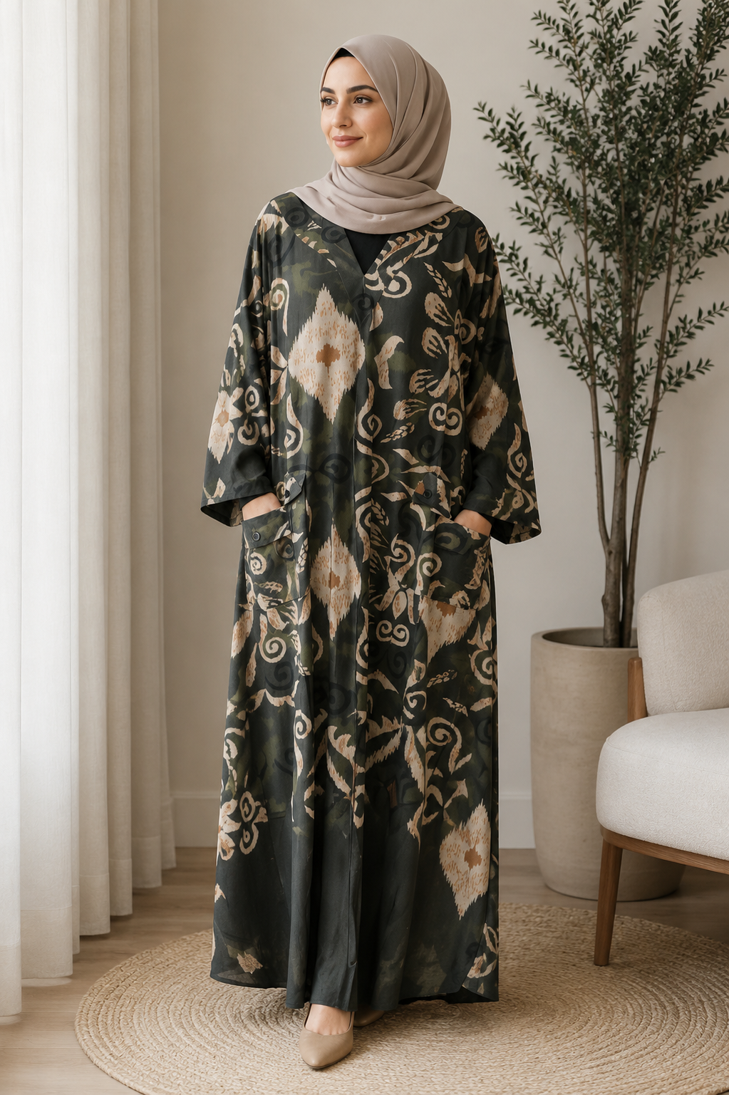 charcoal-ikat-bloom-abaya