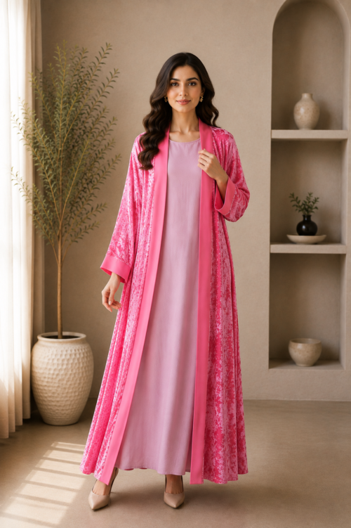Fuchsia Velvet Panel Two Piece