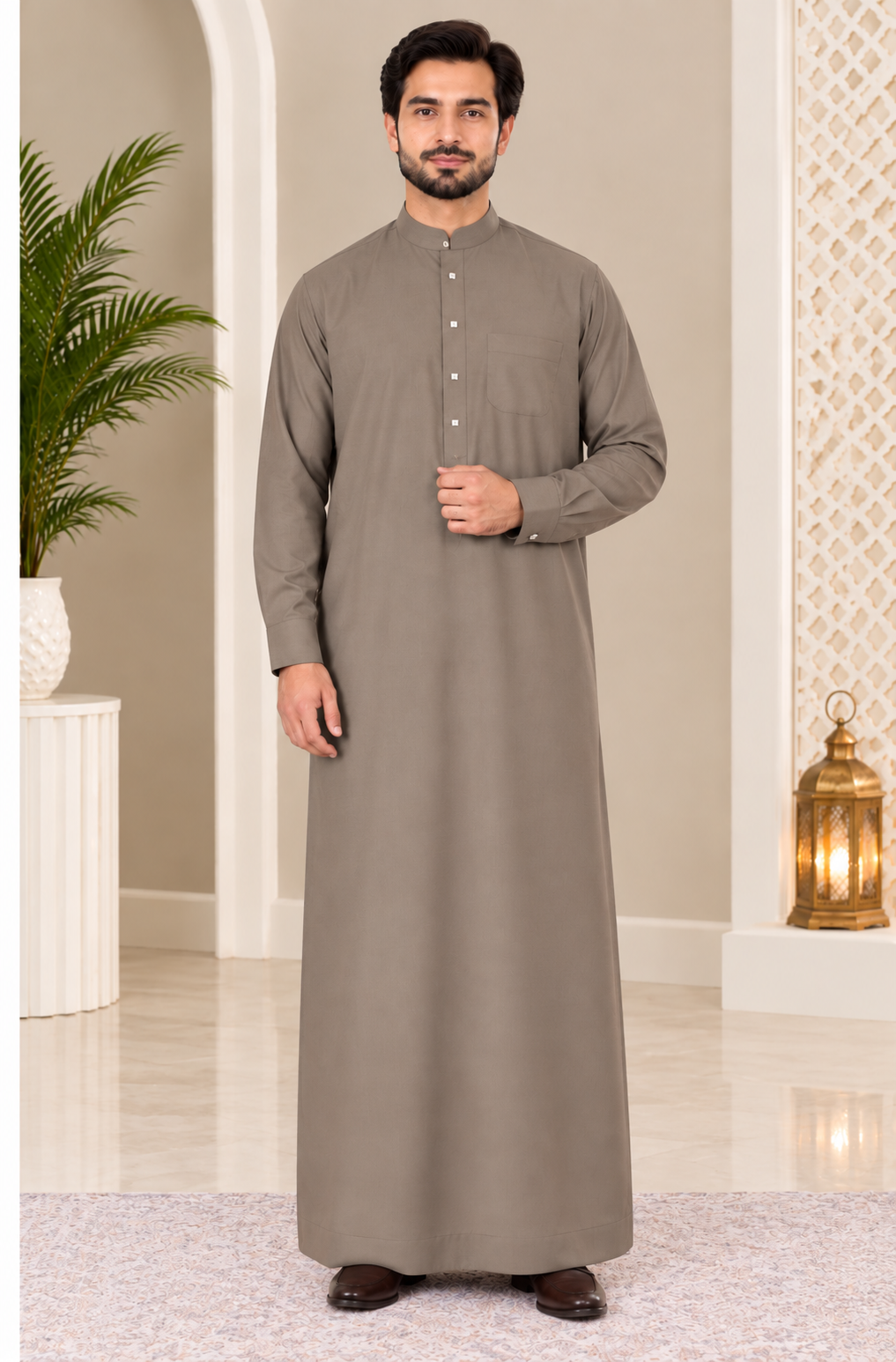 grey-classic-button-down-kurta-set
