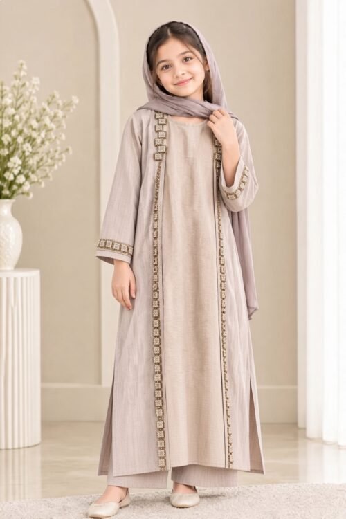 Little Beige Charm Embroidered Set