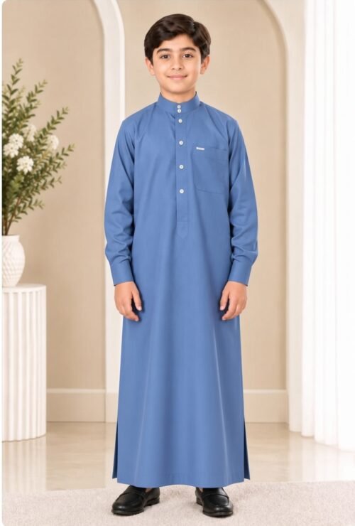Little Steel Blue Button Down Kameez