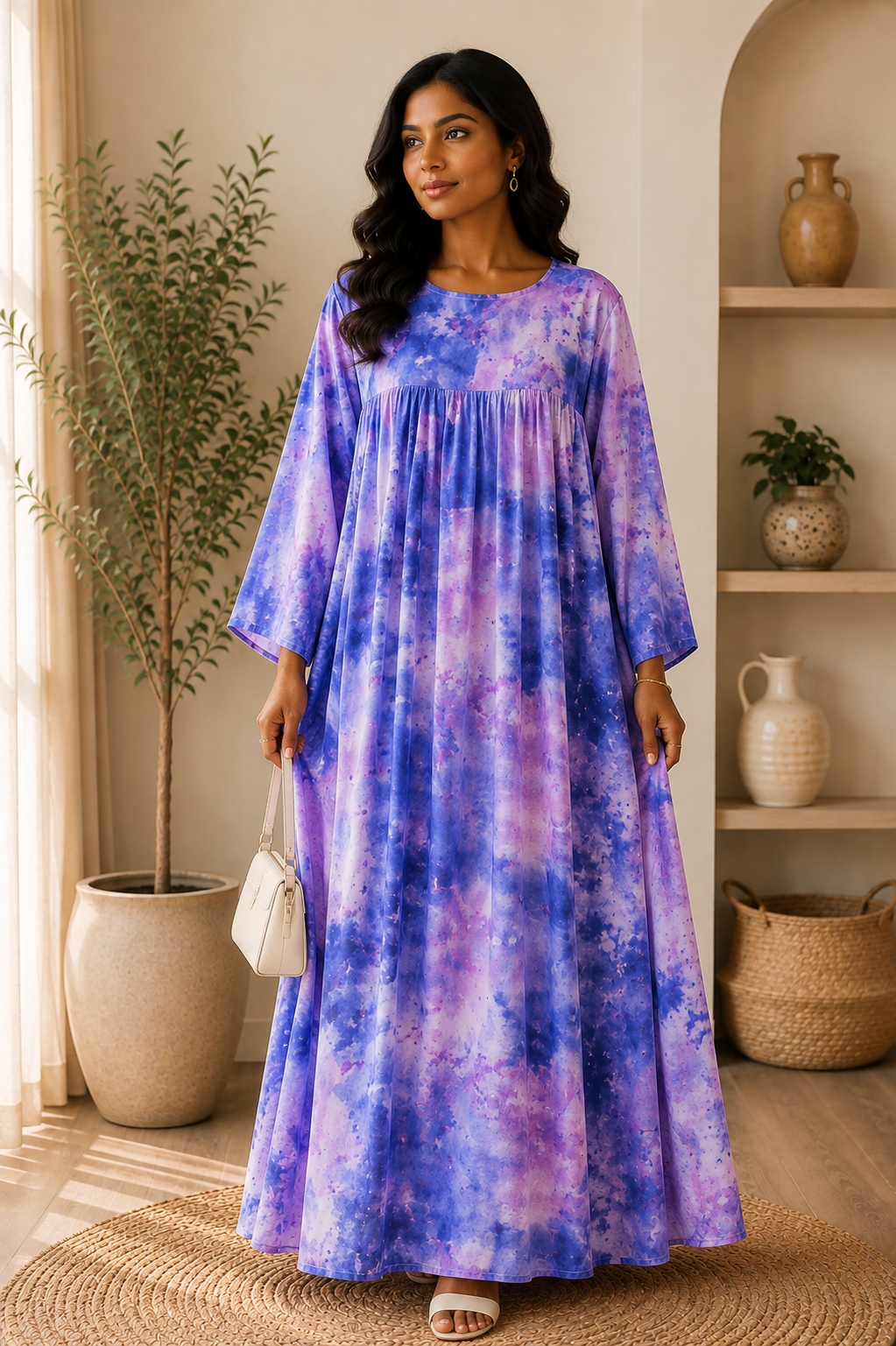 lavender-tie-dye-gathered-summer-abaya