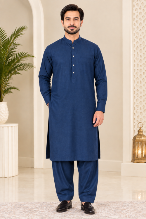 Navy Classic Button Down Thobe Set
