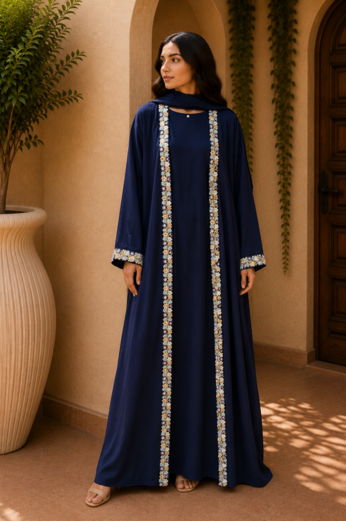 Navy Floral Border Two Piece