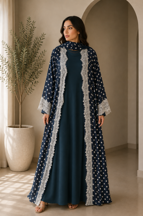Navy Polka Lace Two Piece