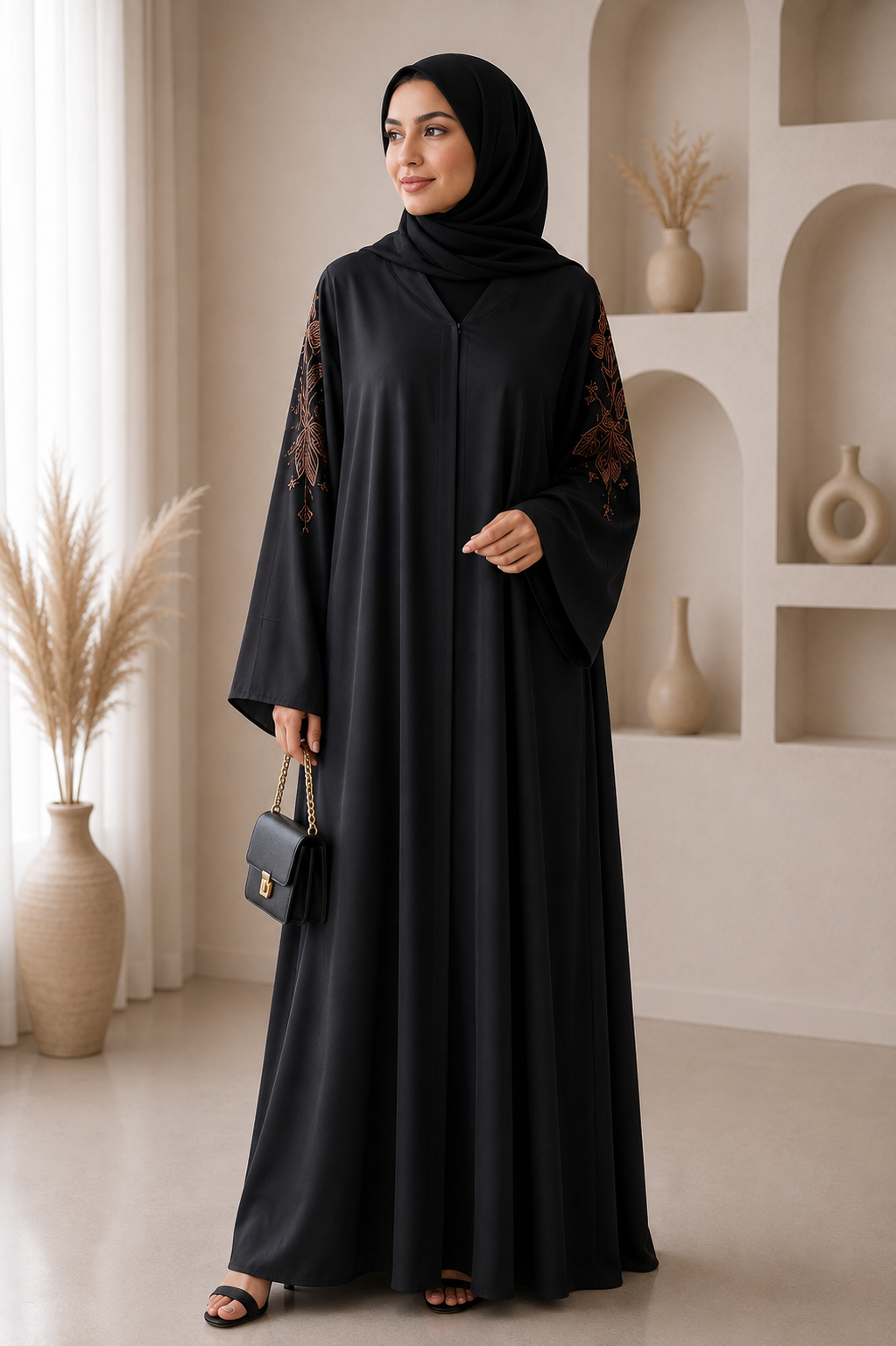 onyx-copper-sleeve-abaya