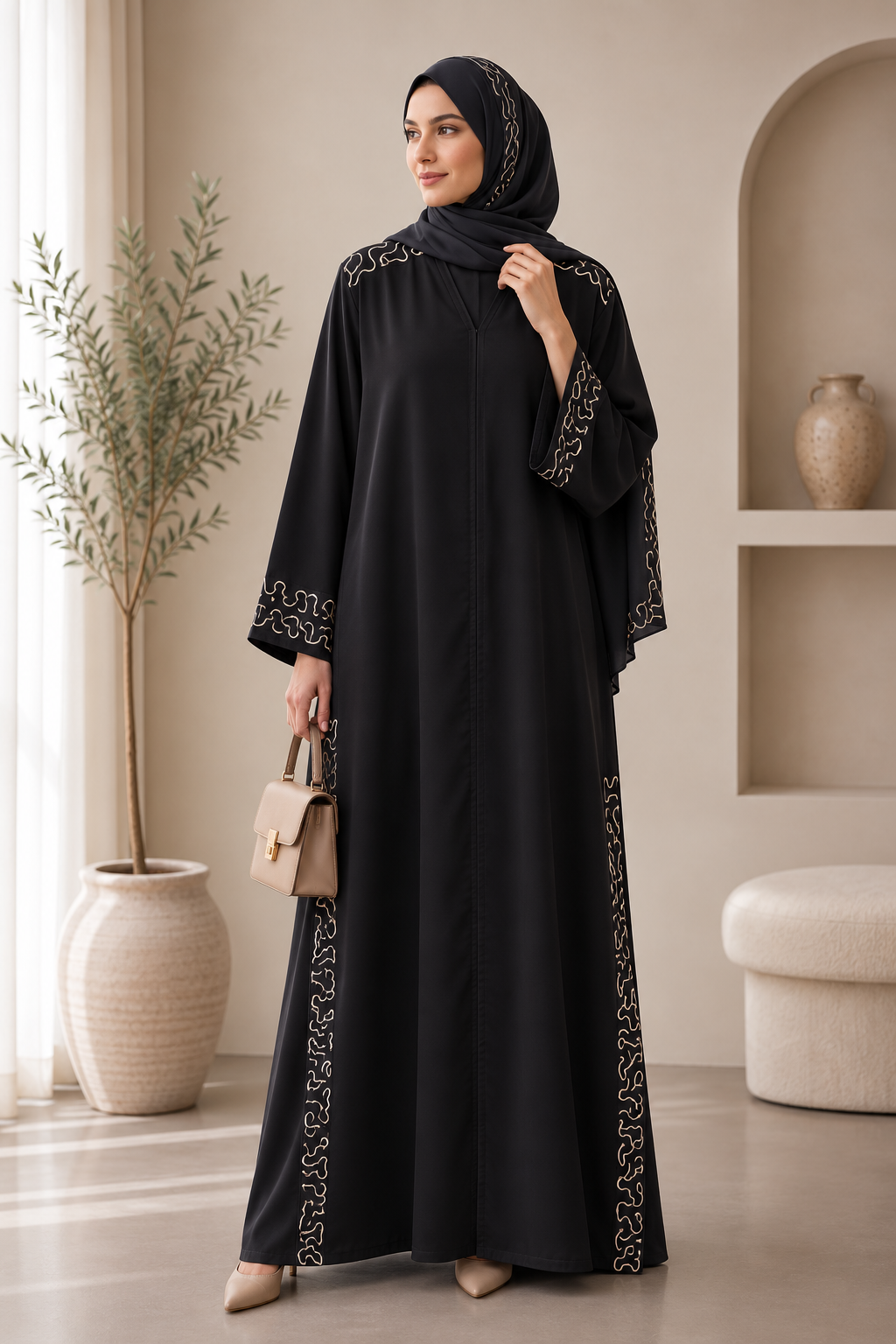 onyx-gold-scribble-trim-abaya