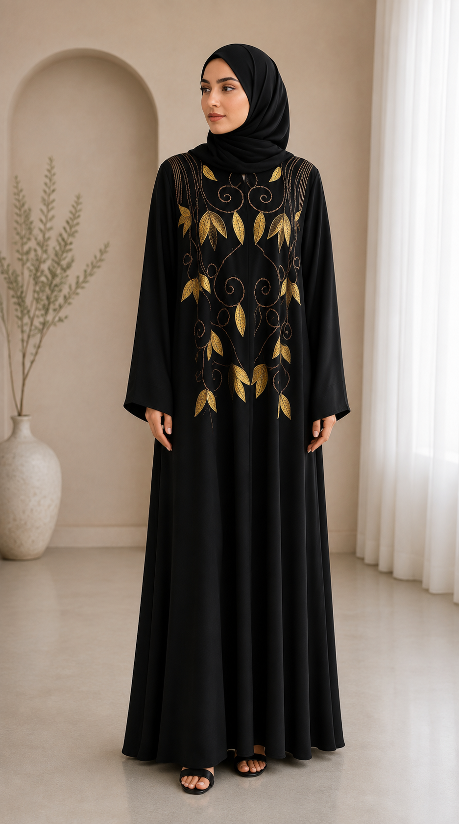 onyx-golden-vine-yoke-abaya