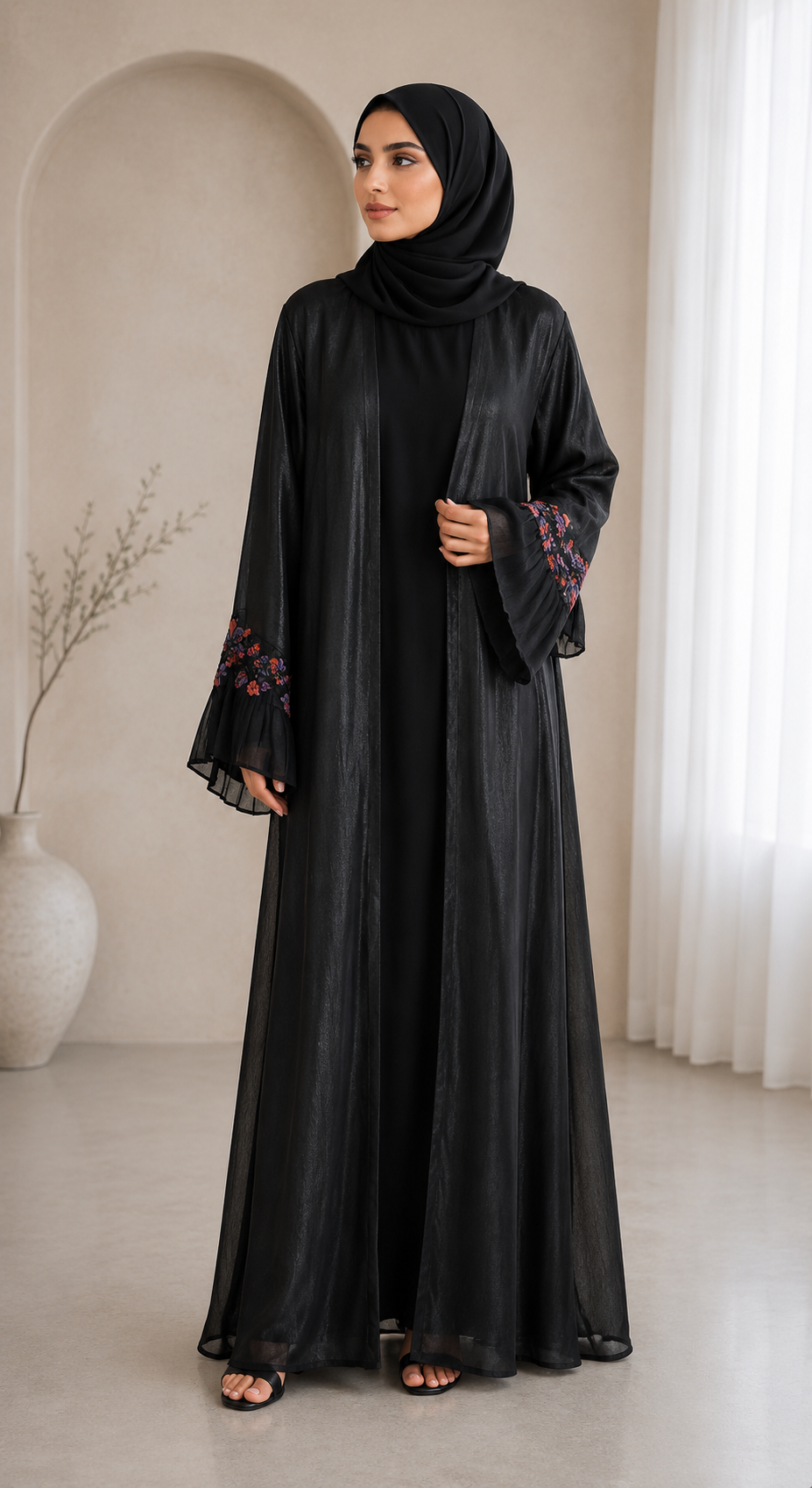 onyx-ruffle-cuff-layered-abaya