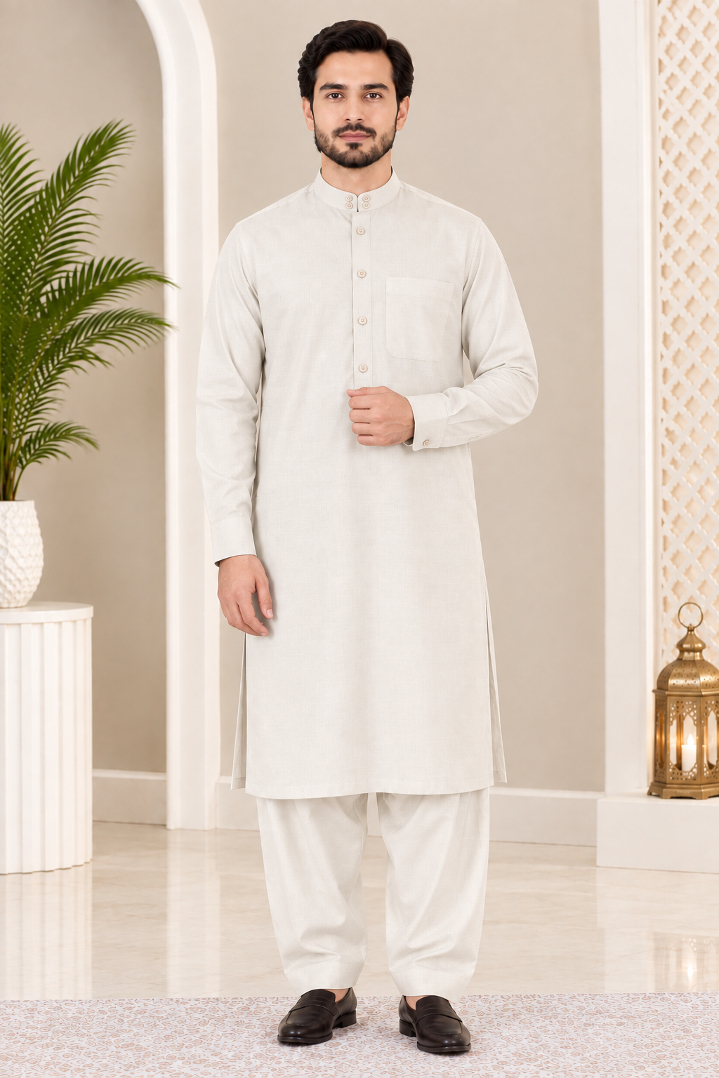 pearl-white-classic-button-down-kurta-set