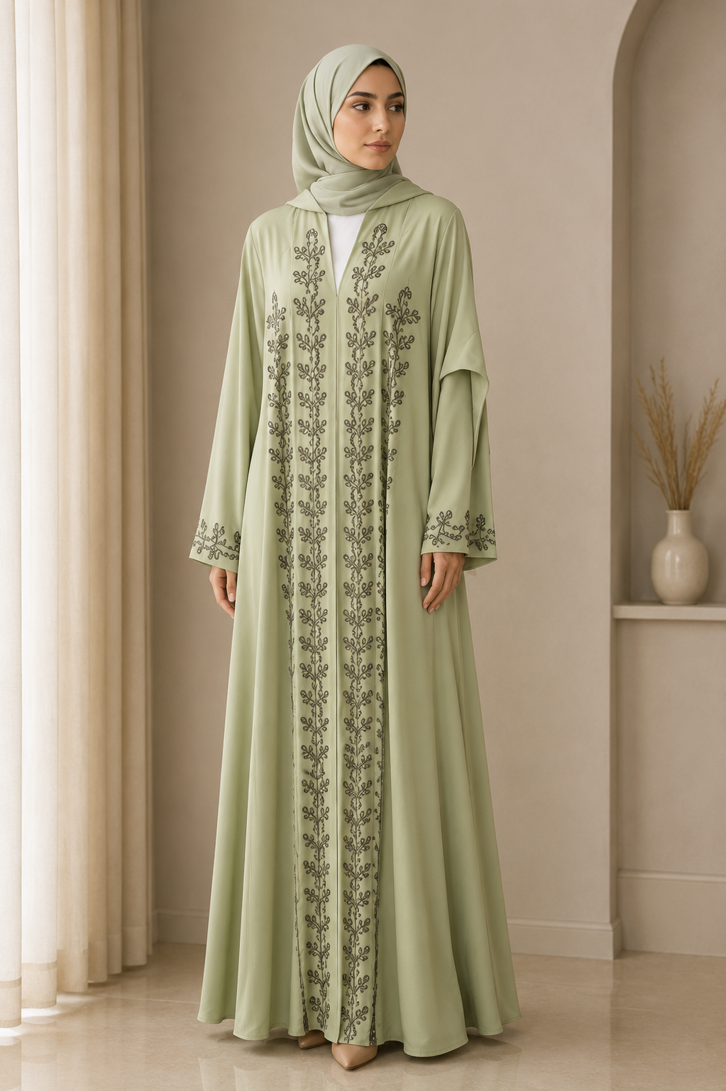 pistachio-vine-embroidered-party-abaya
