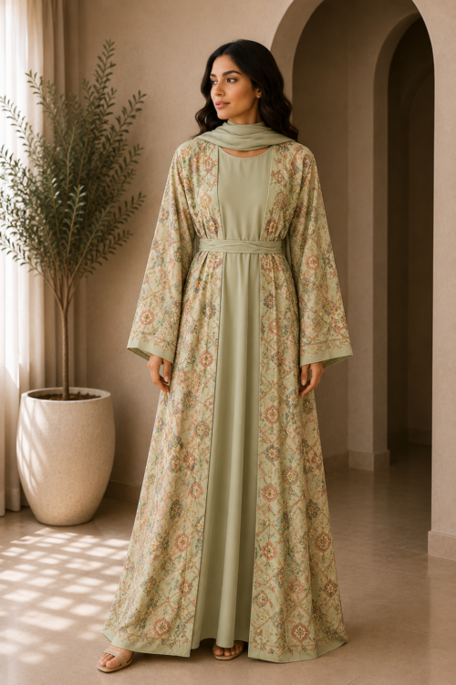 Sage Mosaic Belted Two Piece