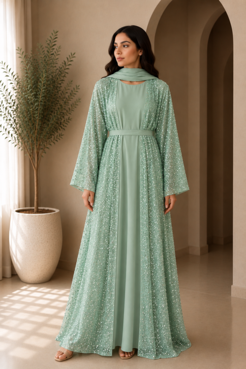 Sage Shimmer Belted Two Piece