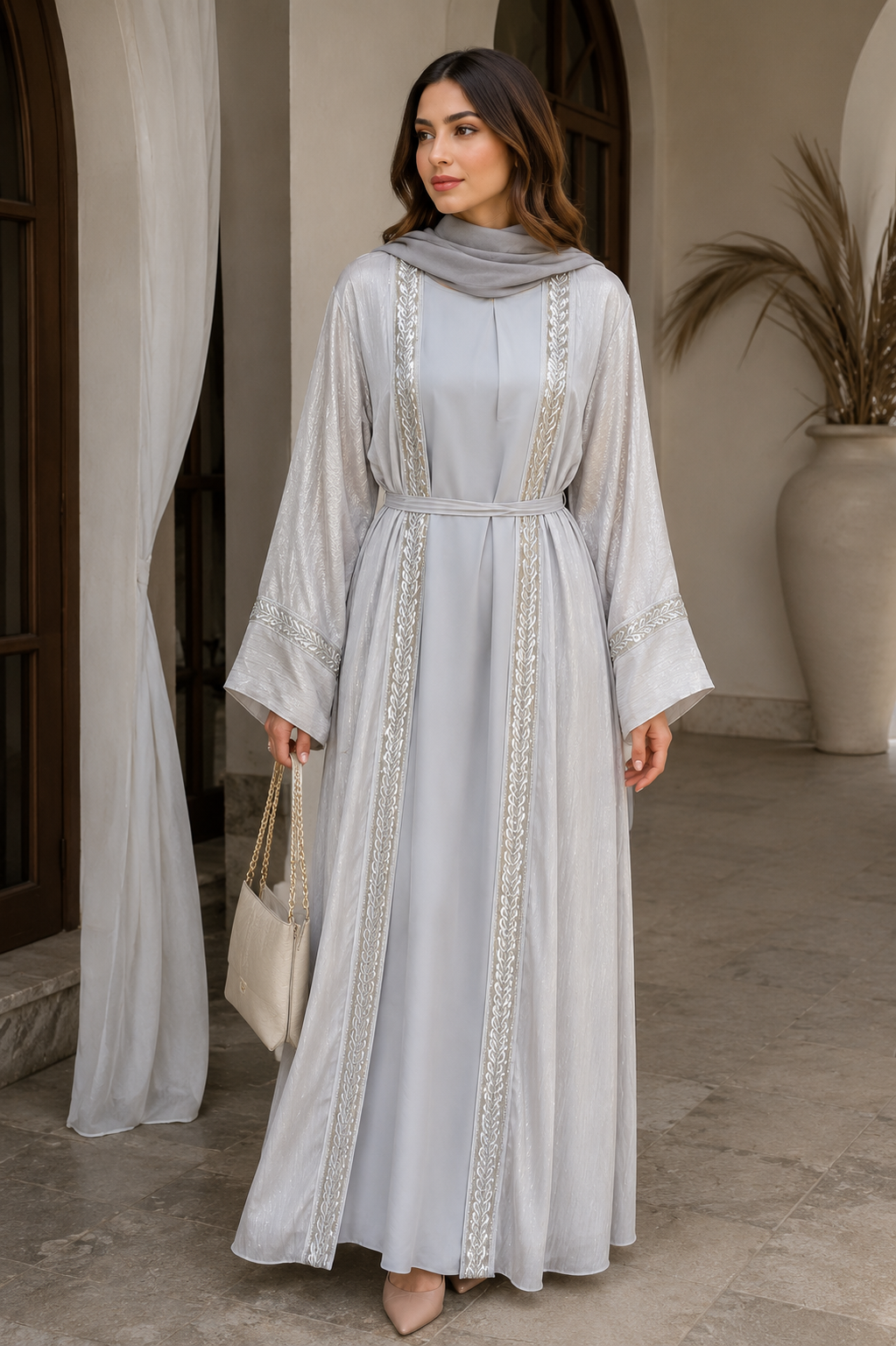 silver-mist-lace-trim-belted-abaya