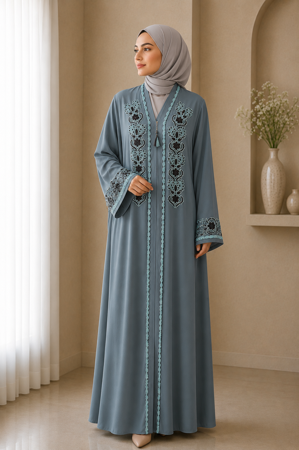 slate-blue-turkish-abaya-with-contrast-embroidered-yoke
