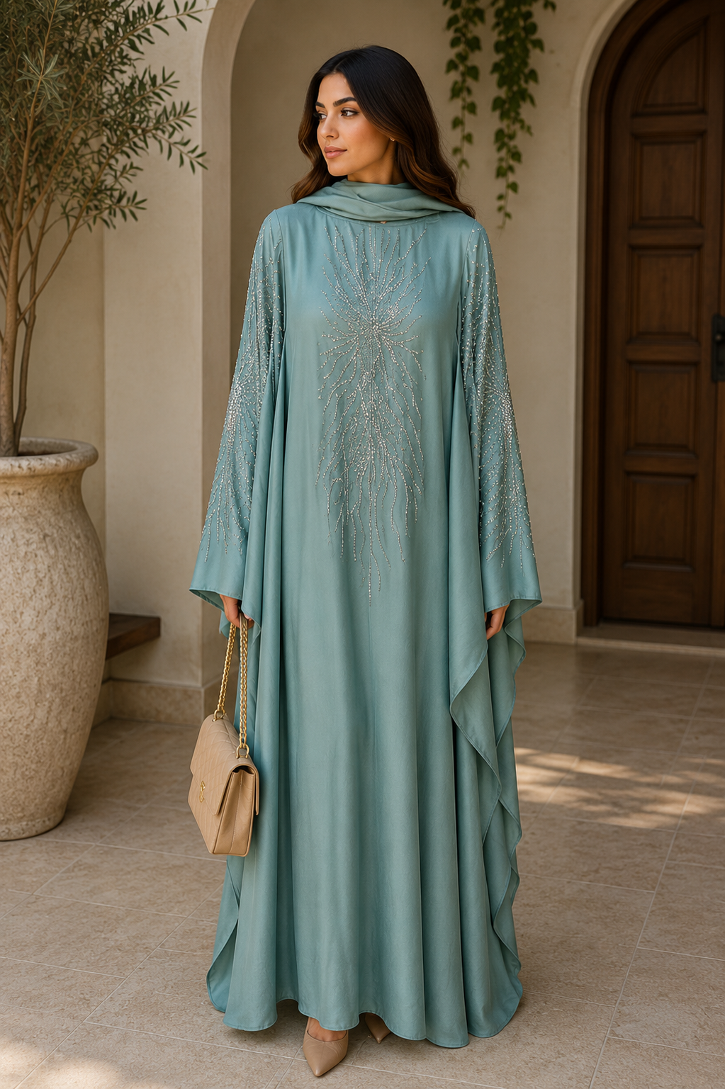 teal-sunburst-beaded-kaftan-abaya