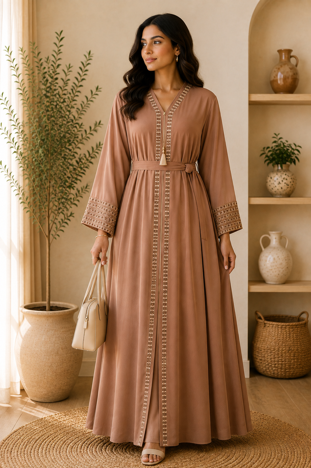 terracotta-belted-turkish-abaya-with-tasseled-trim