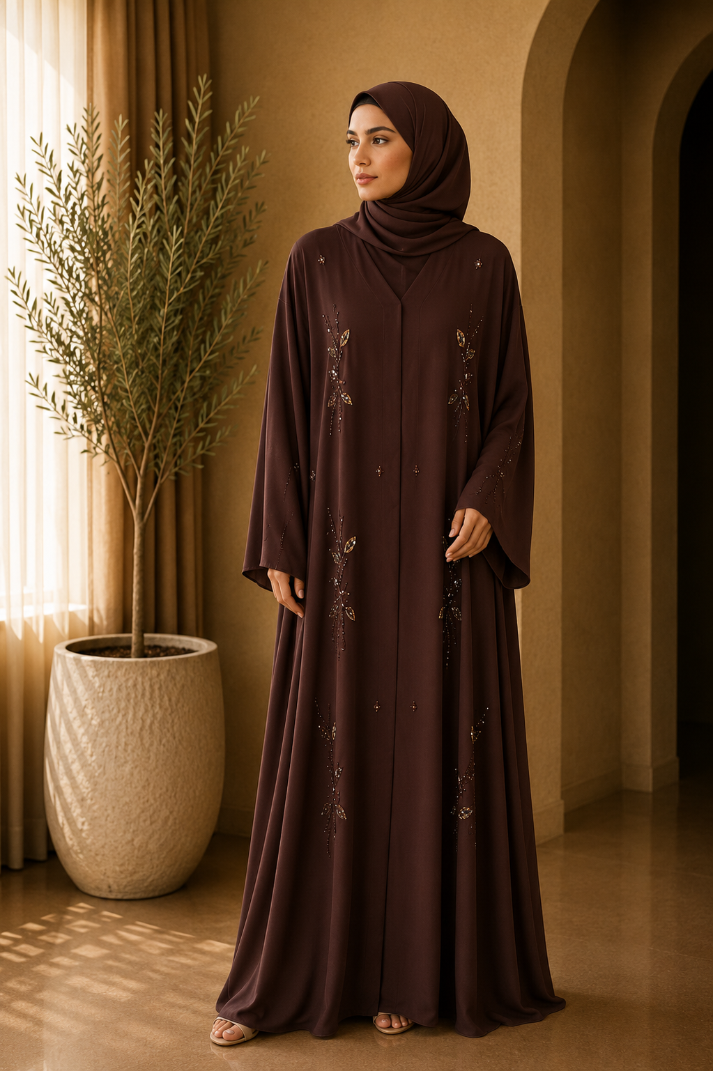 the-espresso-sequin-bloom-abaya
