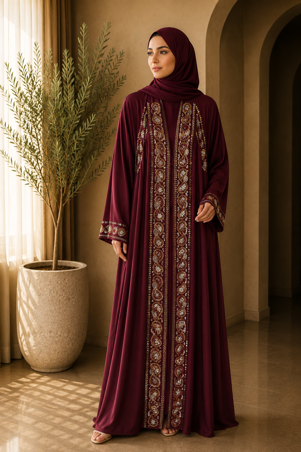 the-maroon-medallion-panel-abaya